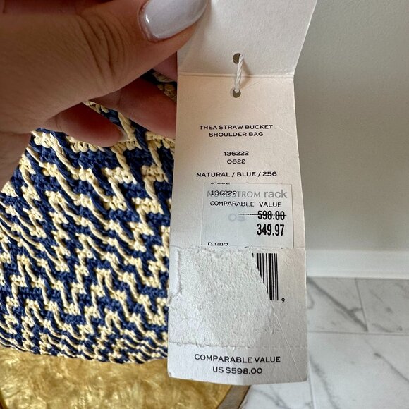 Tory Burch Thea Straw Bucket Shoulder Bag - Picture 15 of 15